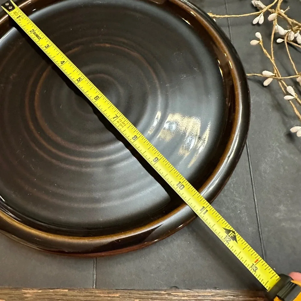 Pottery Barn ARTISAN Brown Ceramic 10.75 inch Round Dinner Serving Plate